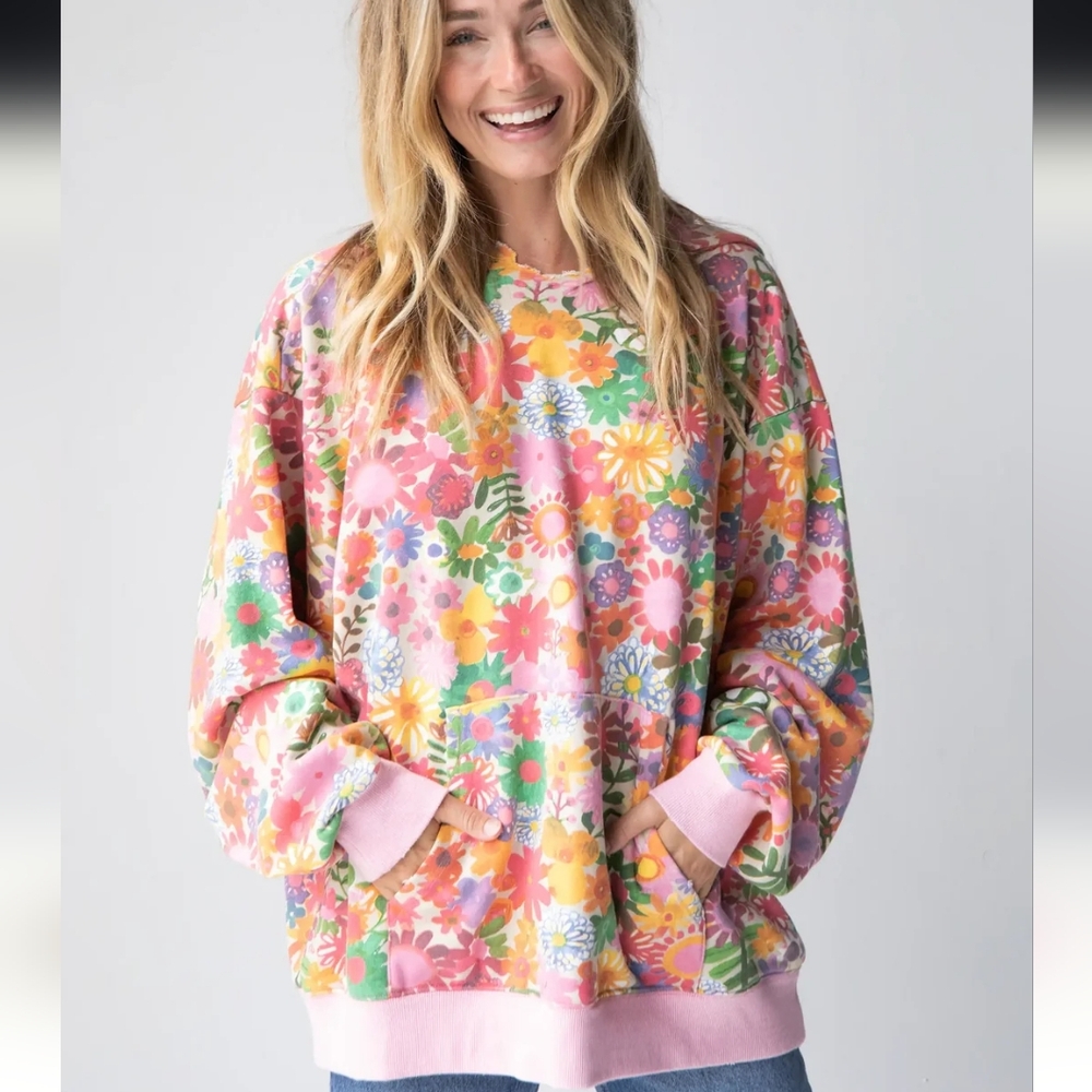 NATURAL LIFE Floral Pink Multicolor Sweater